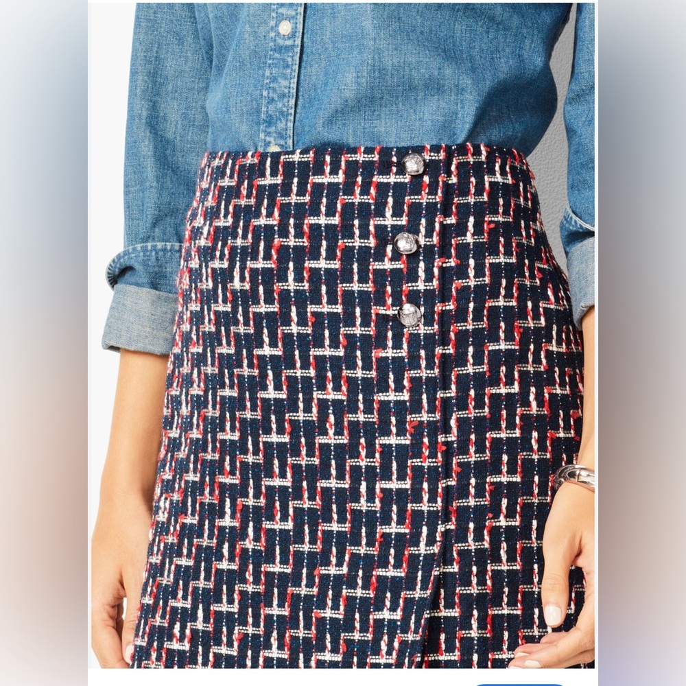 Talbots Women’s Skirt Tweed Faux Wrap Fringe Bottom size 6 NWT